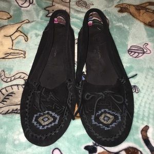Black suede moccasins
